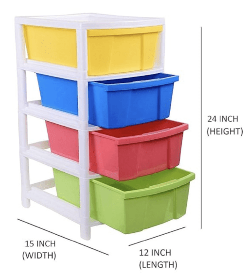 ARISTO Everest Multipurpose 4 Drawer Plastic Modular ARISTO Chest Storage Organizer, multicolour, Standard, (30.5 x 39 x 61 CM ) - Image 4